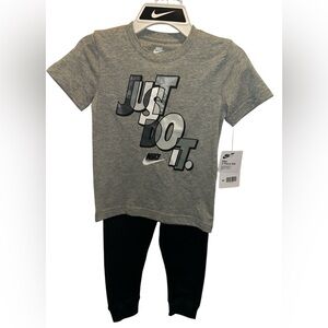 Nike Gray 'Just Do It' T-Shirt and Black Pants Set